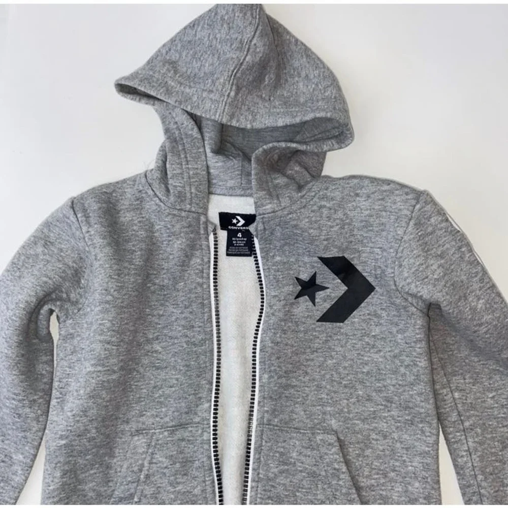 Converse Jacket Boys Size 4 With Hood Dark Grey Heather NWT *